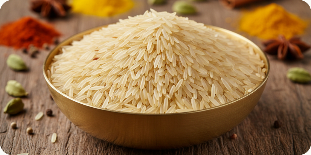 Basmati rijst in een kom